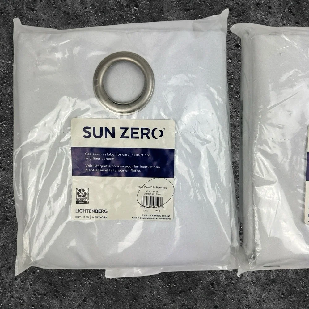 Sun Zero Blackout Set of 2 Curtain Panels white 50in x 84in Lichtenberg Grommets